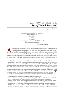 Carceral Citizenship in an Age of Global Apartheid Jenna M