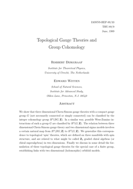 Topological Gauge Theories and Group Cohomology