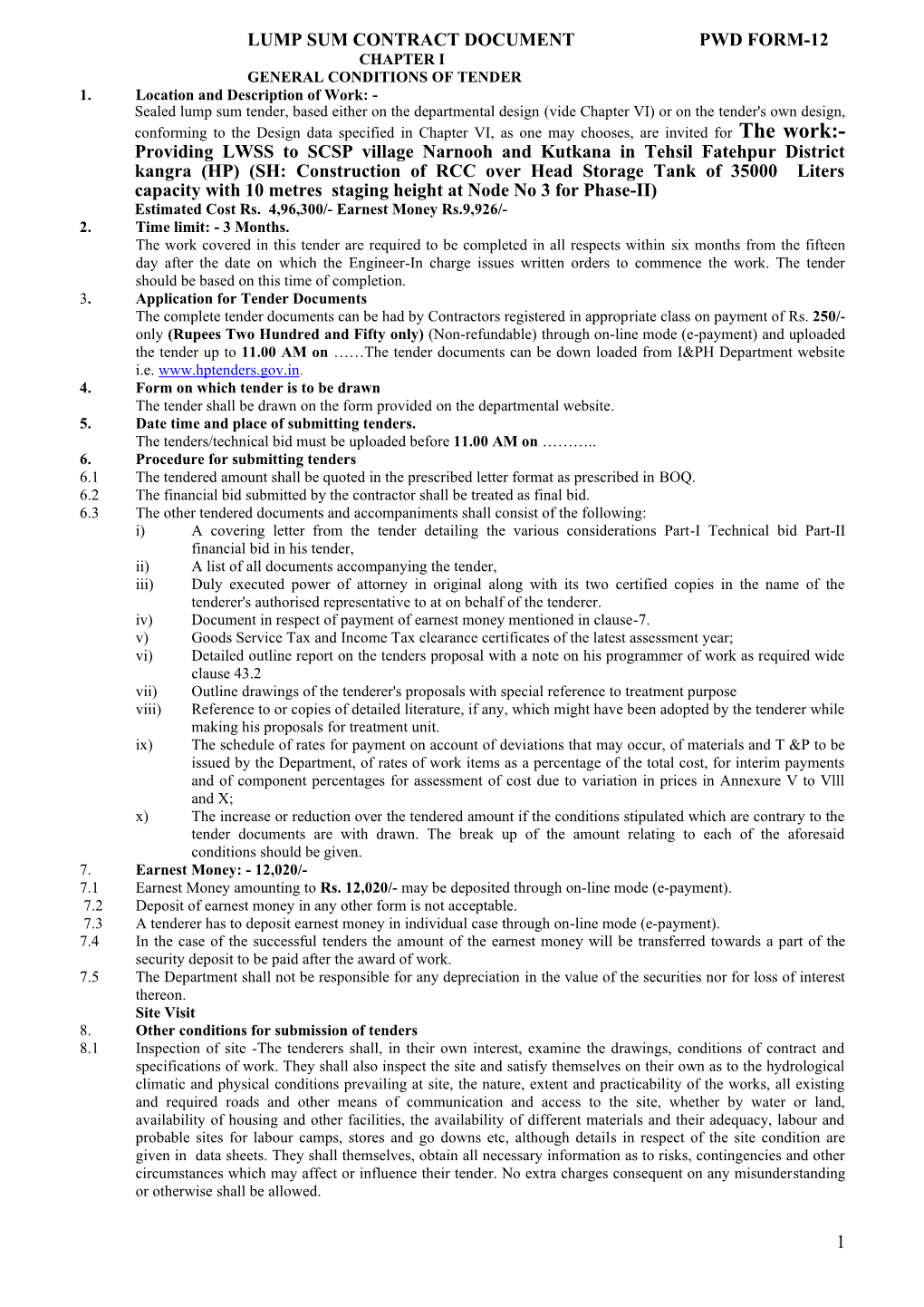 1 Lump Sum Contract Document Pwd Form-12