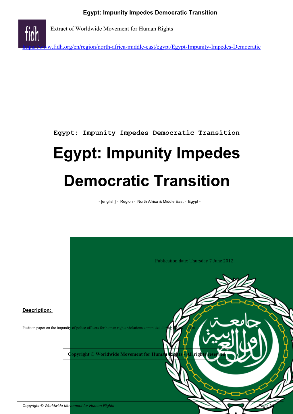 Egypt: Impunity Impedes Democratic Transition