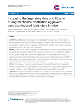 Increasing the Inspiratory Time and I:E Ratio During Mechanical Ventilation