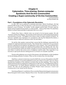 Chapter 6 Cybernetics, Time-Sharing, Human-Computer Symbiosis And