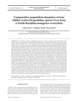 Comparative Population Dynamics of Four Fiddler Crabs (Ocypodidae, Genus Uca) from a North Brazilian Mangrove Ecosystem