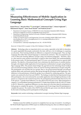 Measuring Effectiveness of Mobile Application in Learning Basic Mathematical Concepts Using Sign Language