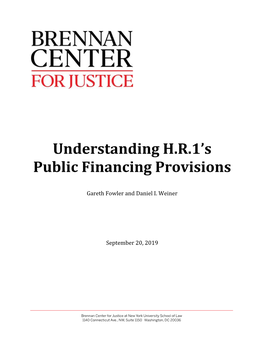 Understanding H.R.1'S Public Financing Provisions