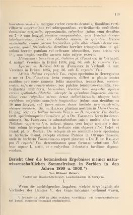 Bericht Über Die Botanischen Ergebnisse Meiner Natur- Wissenschaftlichen Sammelreisen in Serbien in Den Jahren 1899 U