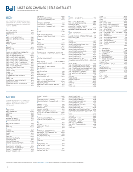 Liste Des Chaînes Télé Satellite En Vigueur En Date Du 14 Avril 2016