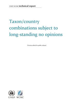 Taxon/Country Combinations Subject to Long-Standing No Opinions