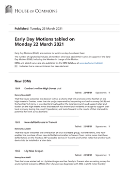 View Early Day Motions PDF File 0.12 MB