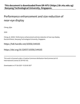 Performance Enhancement and Size Reduction of Near‑Eye Display