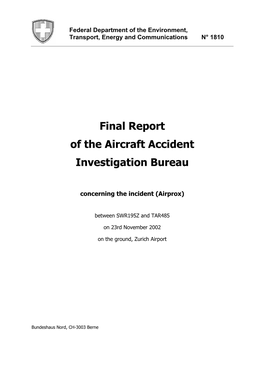 Final Report of the Aircraft Accident Investigation Bureau