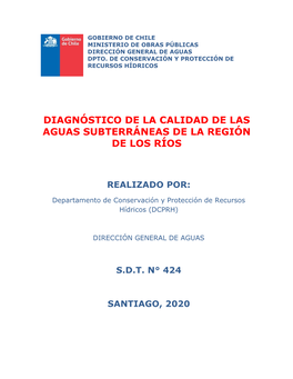 Diagnóstico De La Calidad De Las Aguas Subterráneas De La Región De Los Ríos