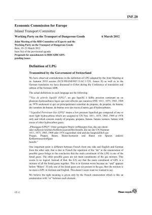 INF.20 Economic Commission for Europe Inland Transport Committee Definition Of