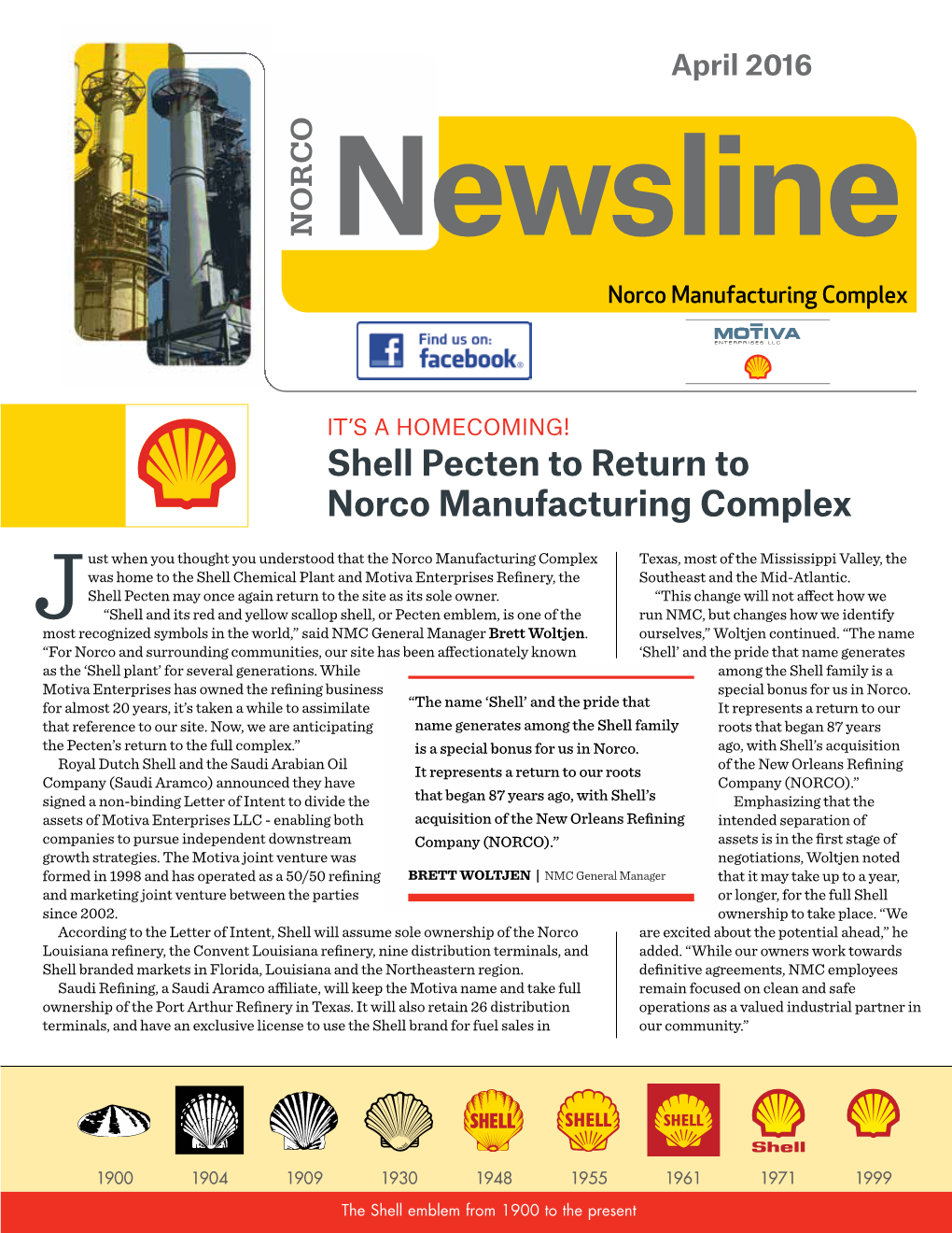 Shell Pecten to Return to Norco Manufacturing Complex