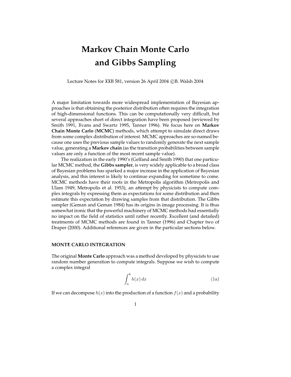 Markov Chain Monte Carlo and Gibbs Sampling