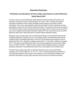 Executive Summary Distribution and Abundance of Peary Caribou