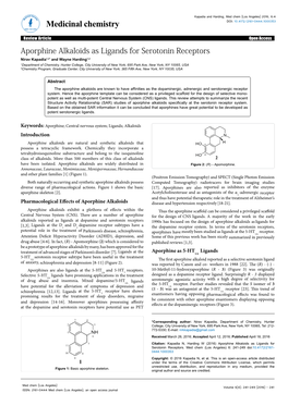 Aporphine Alkaloids As Ligands for Serotonin Receptors