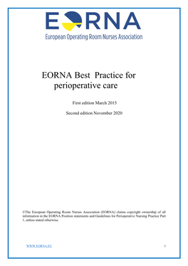 EORNA Best Practice for Perioperative Care