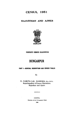 District Census Handbook, Dungarpur, Rajasthan and Ajmer
