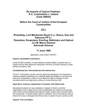 EC Commission V. Ireland (Case 288/83)