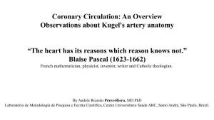 Coronary Circulation: an Overview Observations About Kugel's Artery Anatomy