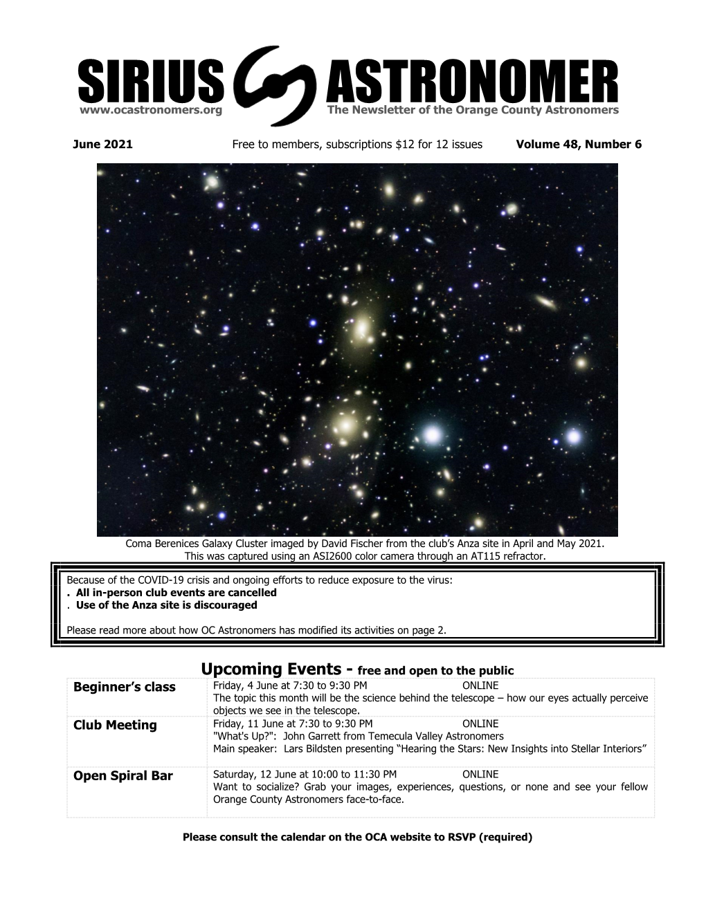 Sirius Astronomer Newsletter