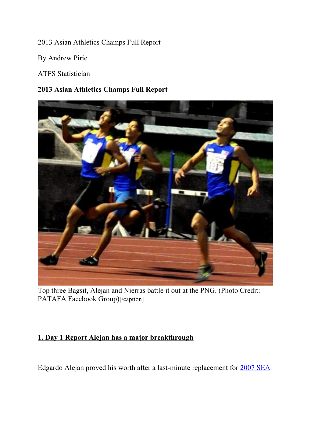 2013 Asian Athletics Champs Full Report