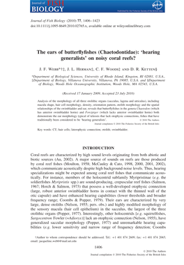The Ears of Butterflyfishes (Chaetodontidae): Hearing