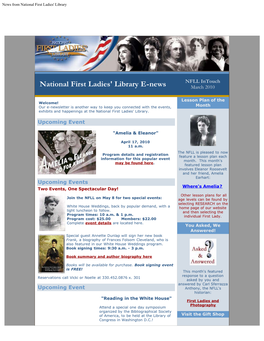 News from National First Ladies' Library