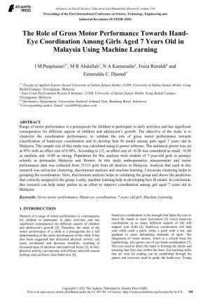 The Role of Gross Motor Performance Towards Hand- Eye Coordination Among Girls Aged 7 Years Old in Malaysia Using Machine Learning