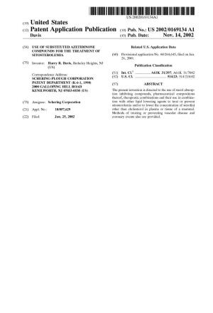 (12) Patent Application Publication (10) Pub. No.: US 2002/0169134A1 Davis (43) Pub