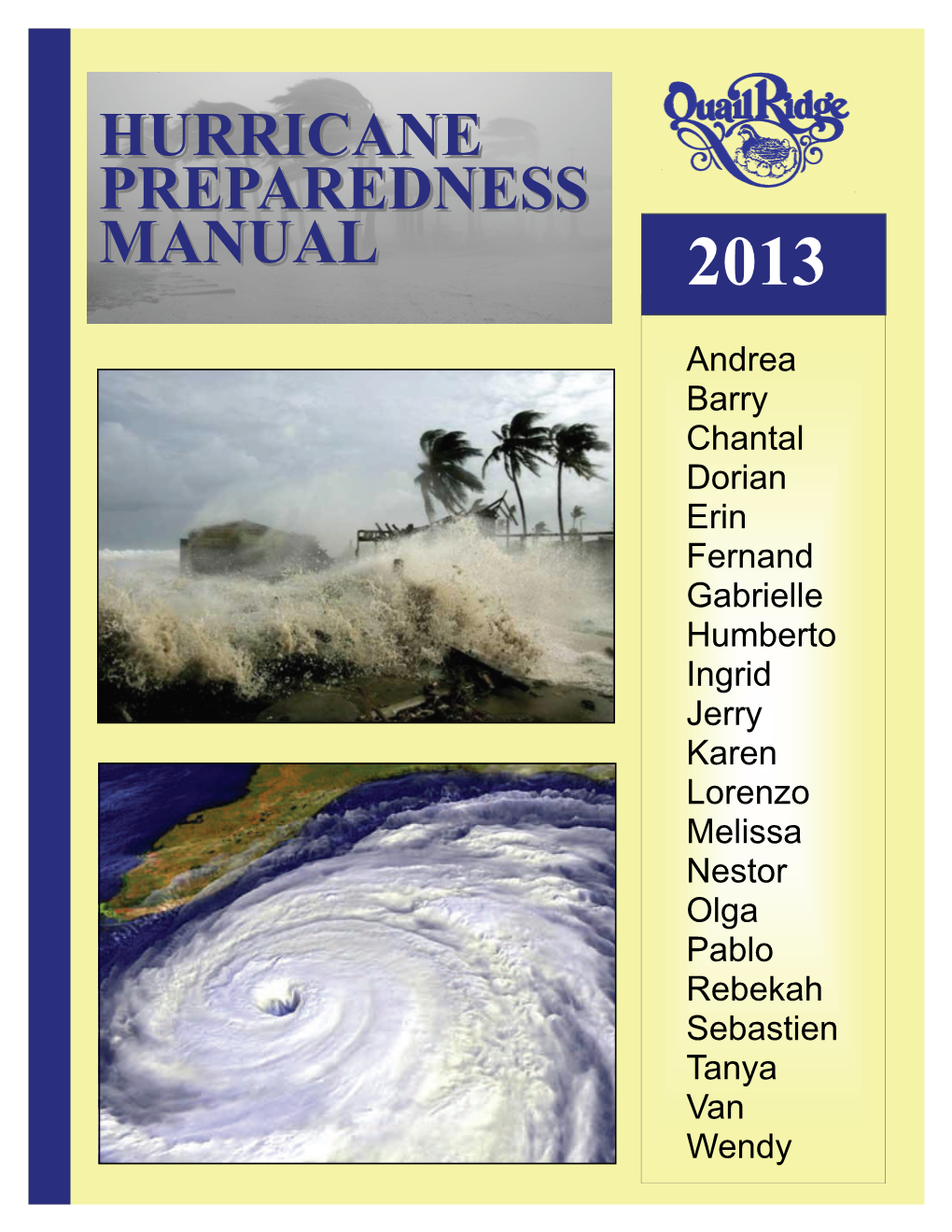 Hurricane Preparedness Manual 2013 Edition Table of Contents