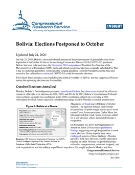 Bolivia: Elections Postponed to October
