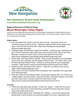 New Hampshire Granite State Ambassadors Mount Washington