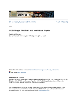 Global Legal Pluralism As a Normative Project