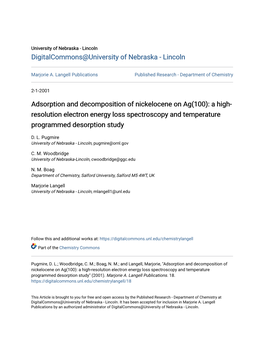 Adsorption and Decomposition of Nickelocene on Ag(100): a High- Resolution Electron Energy Loss Spectroscopy and Temperature Programmed Desorption Study