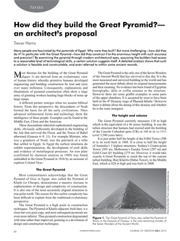 How Did They Build the Great Pyramid?— an Architect’S Proposal Trevor Harris