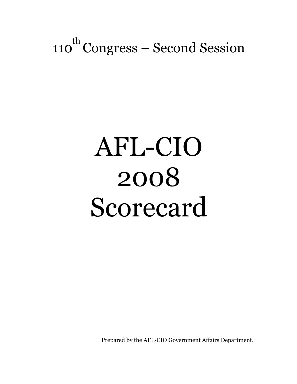 110 Congress – Second Session
