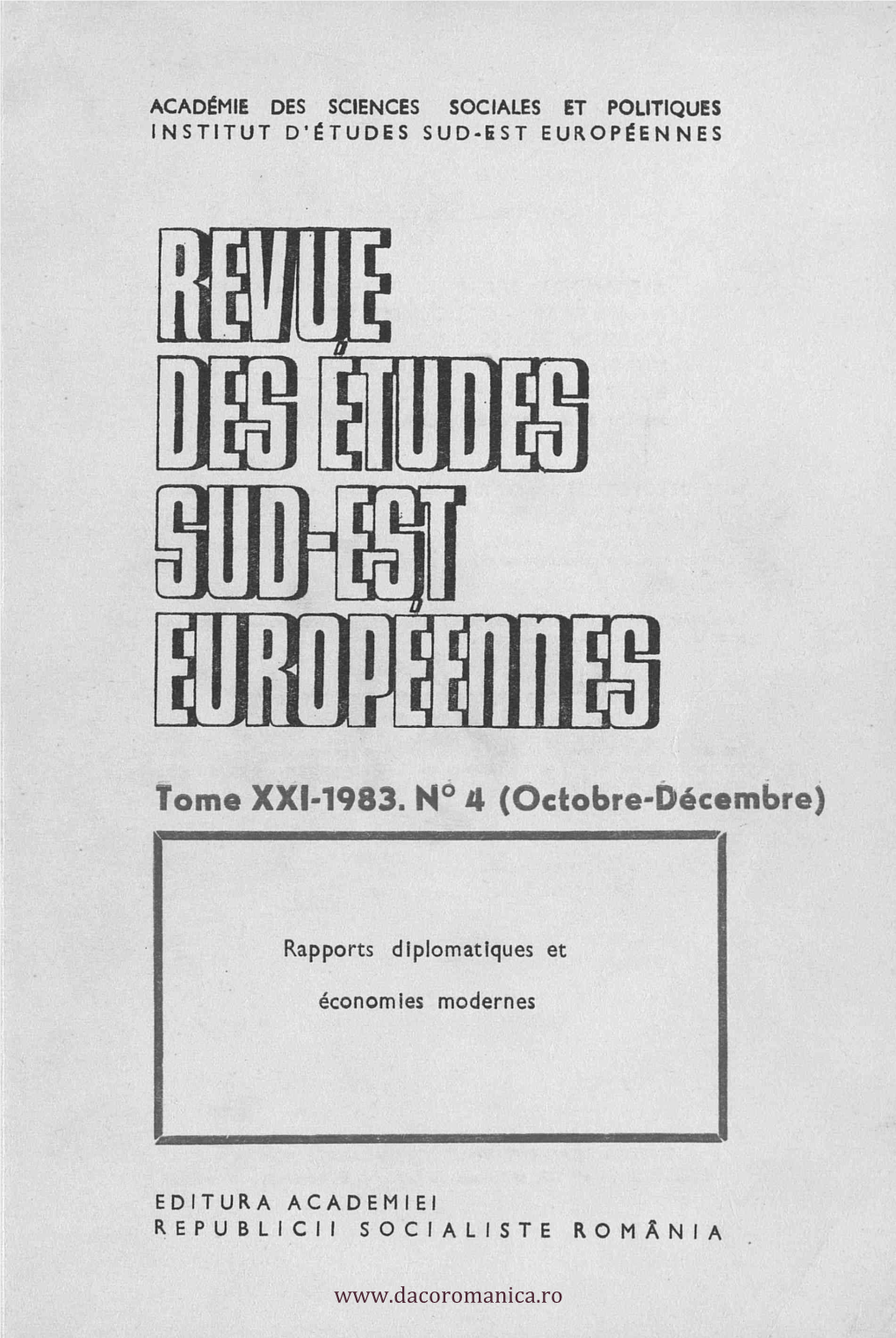 Tome XXI-1983. N° 4 (Octobre-Décembre)