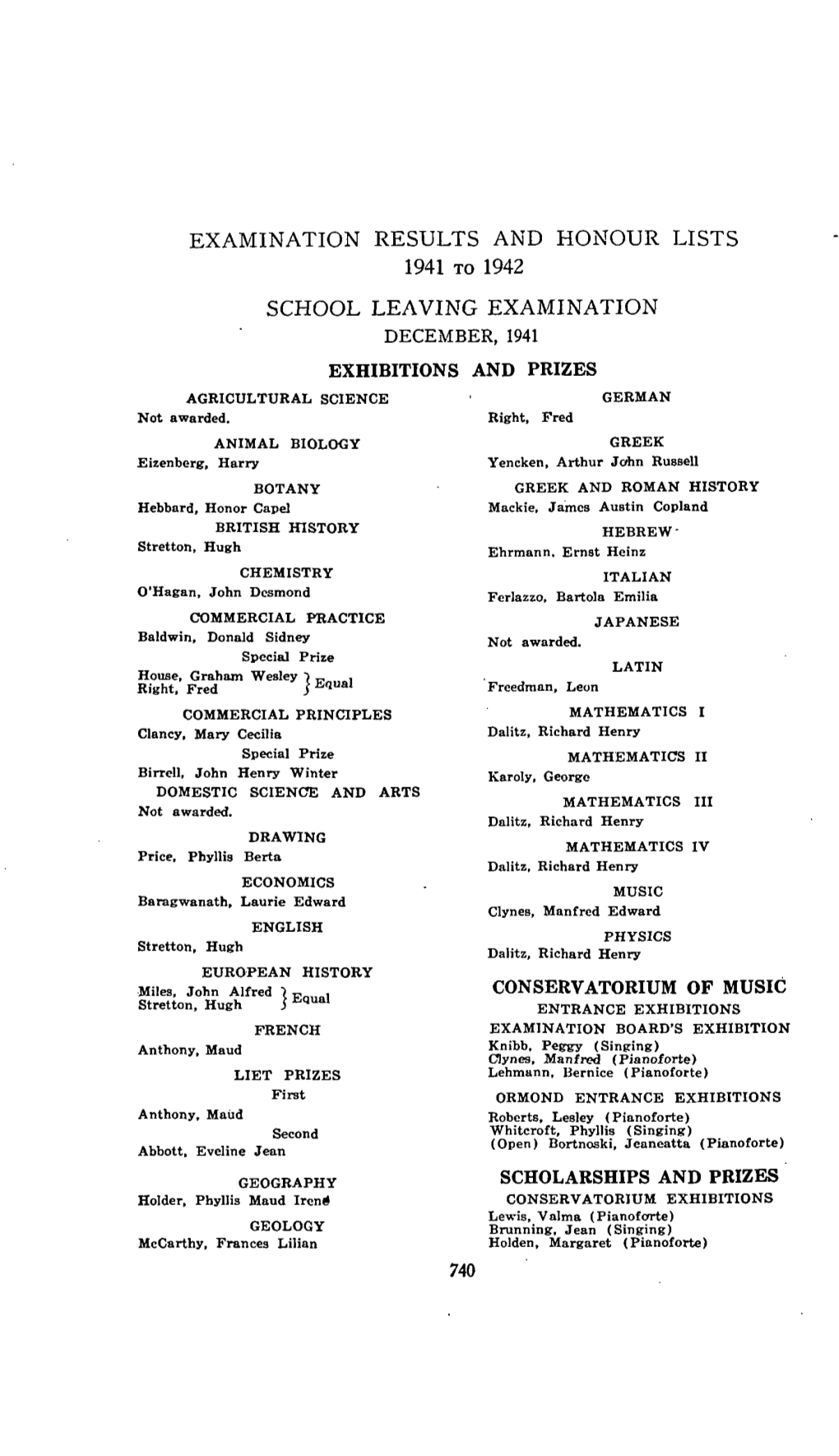 19 Honour Lists 1941 and 1942