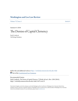 The Demise of Capital Clemency, 73 Wash
