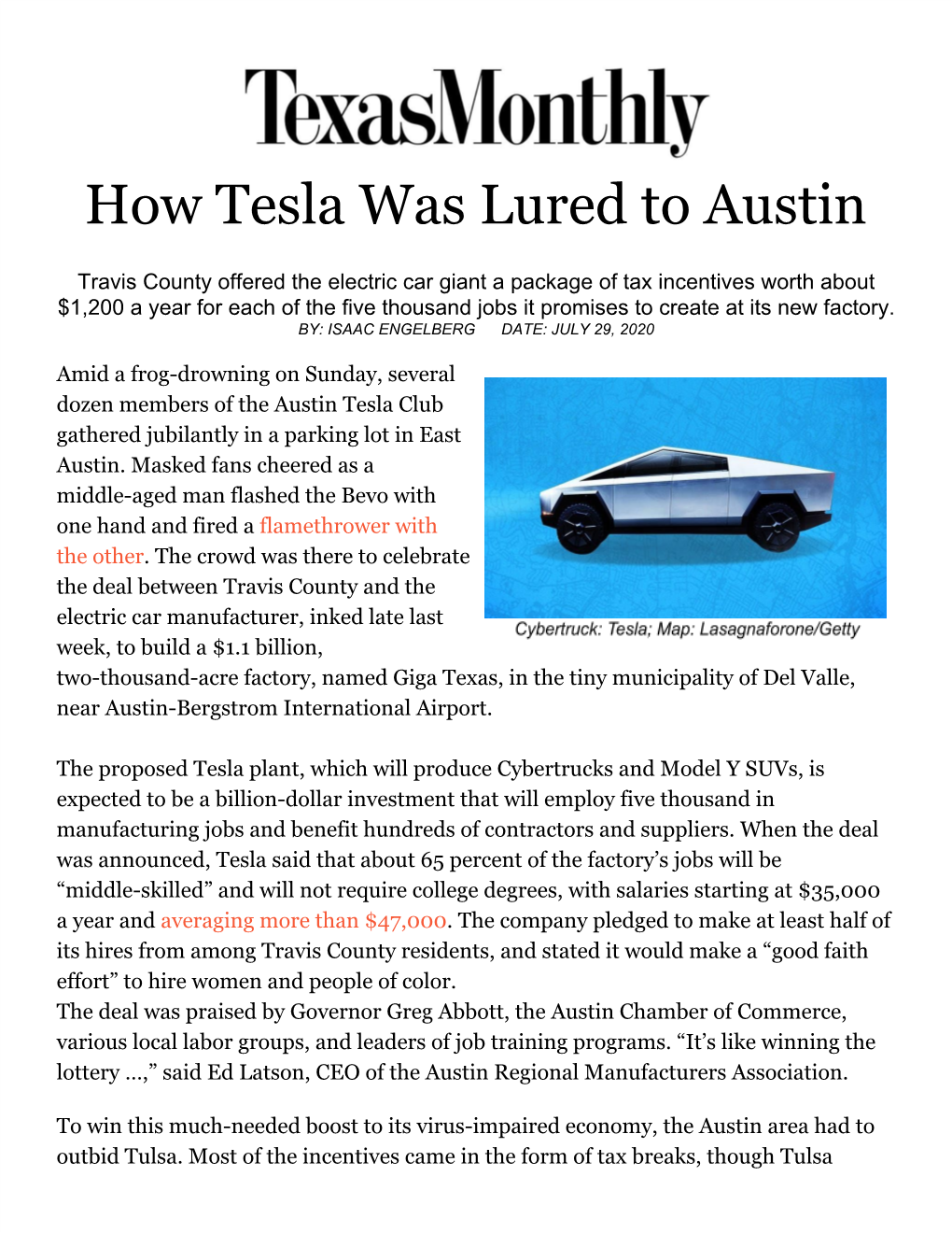 How Tesla Was Lured to Austin