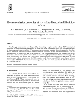 Electron Emission Properties of Crystalline Diamond and III-Nitride Surfaces