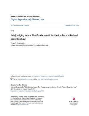The Fundamental Attribution Error in Federal Securities Law