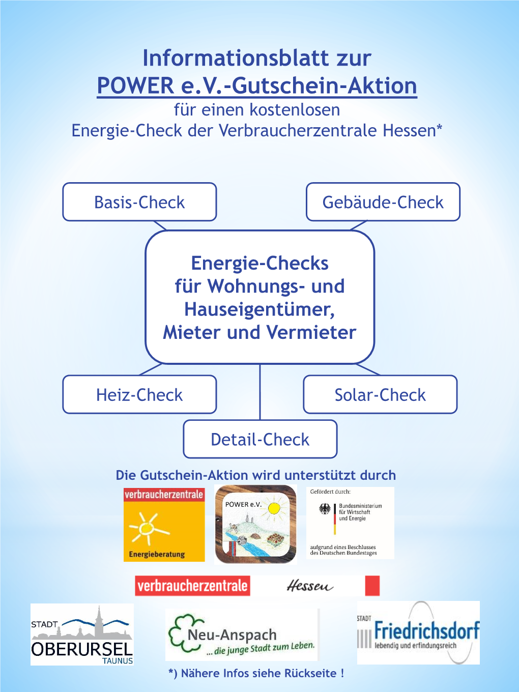 Informationsblatt Zur POWER E.V.-Gutschein-Aktion Für Einen Kostenlosen Energie-Check Der Verbraucherzentrale Hessen*