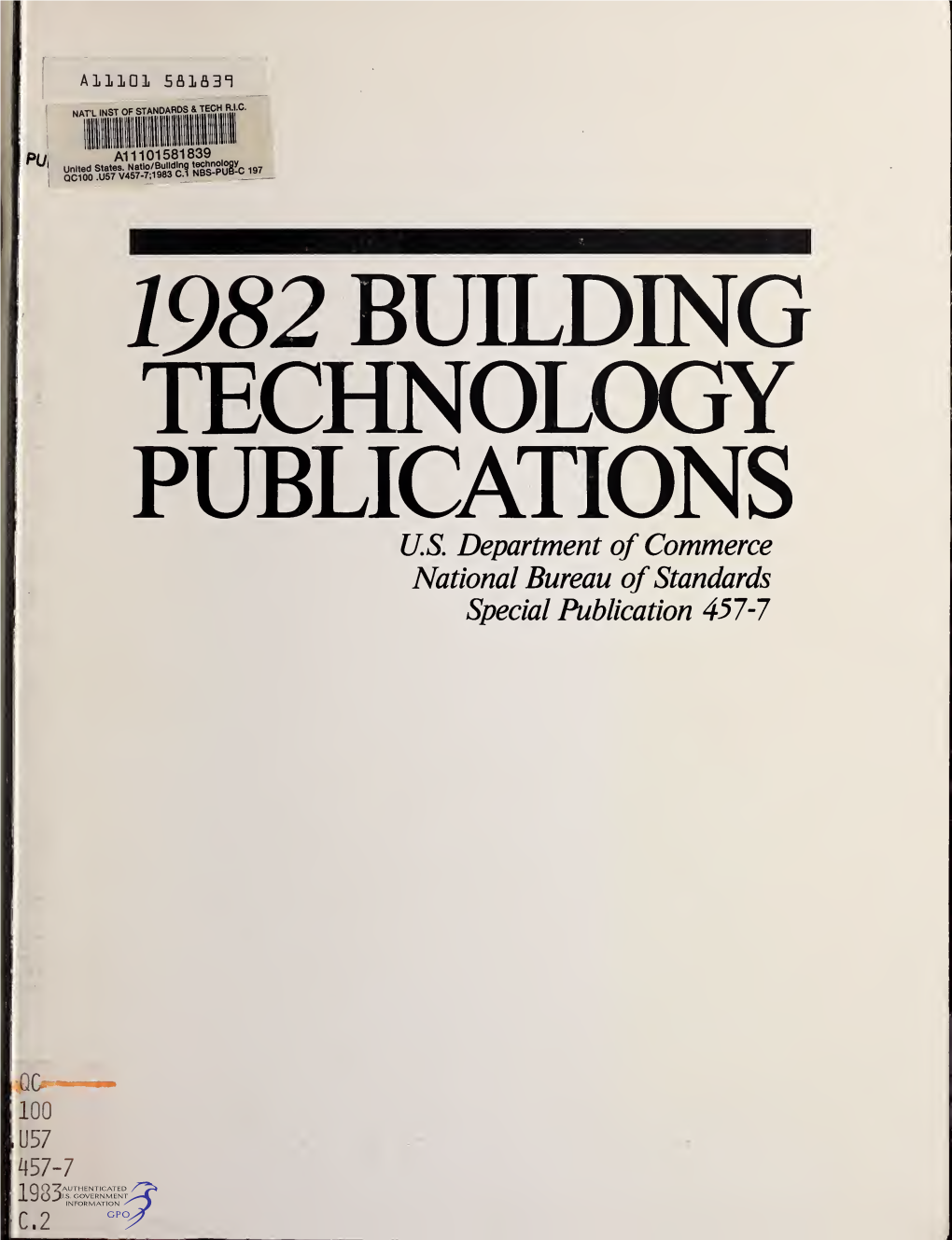 Building Technology Publications, Supplement 7