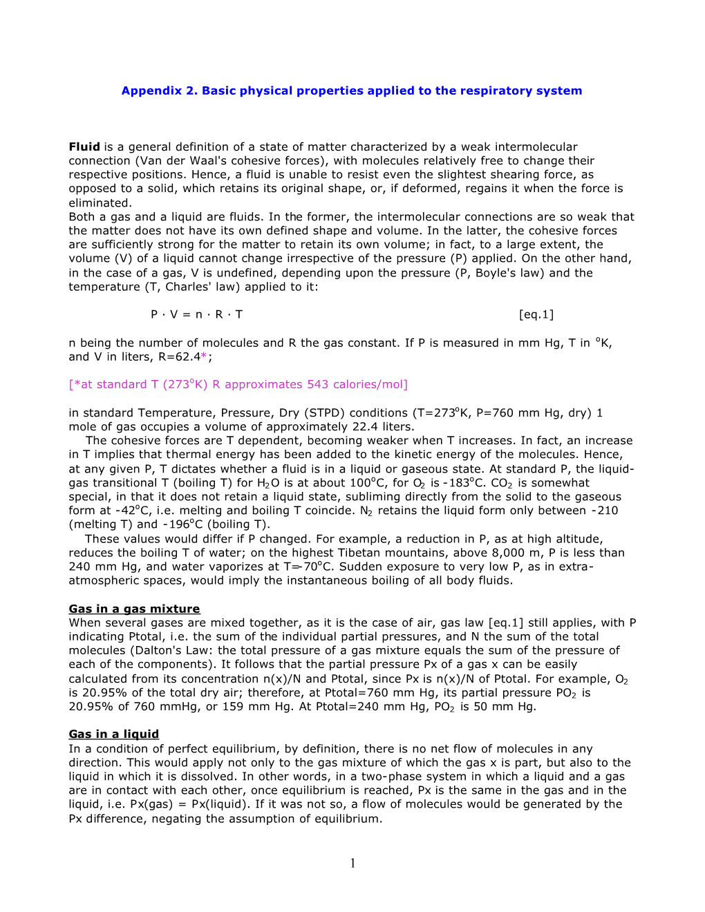 Appendix 2. Basic Physical Properties Applied to the Respiratory System