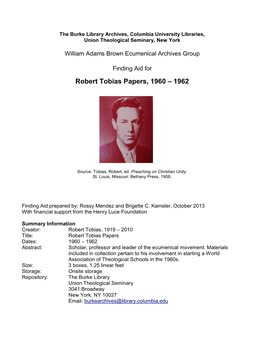 WAB: Robert Tobias Papers, 1960-1962 2