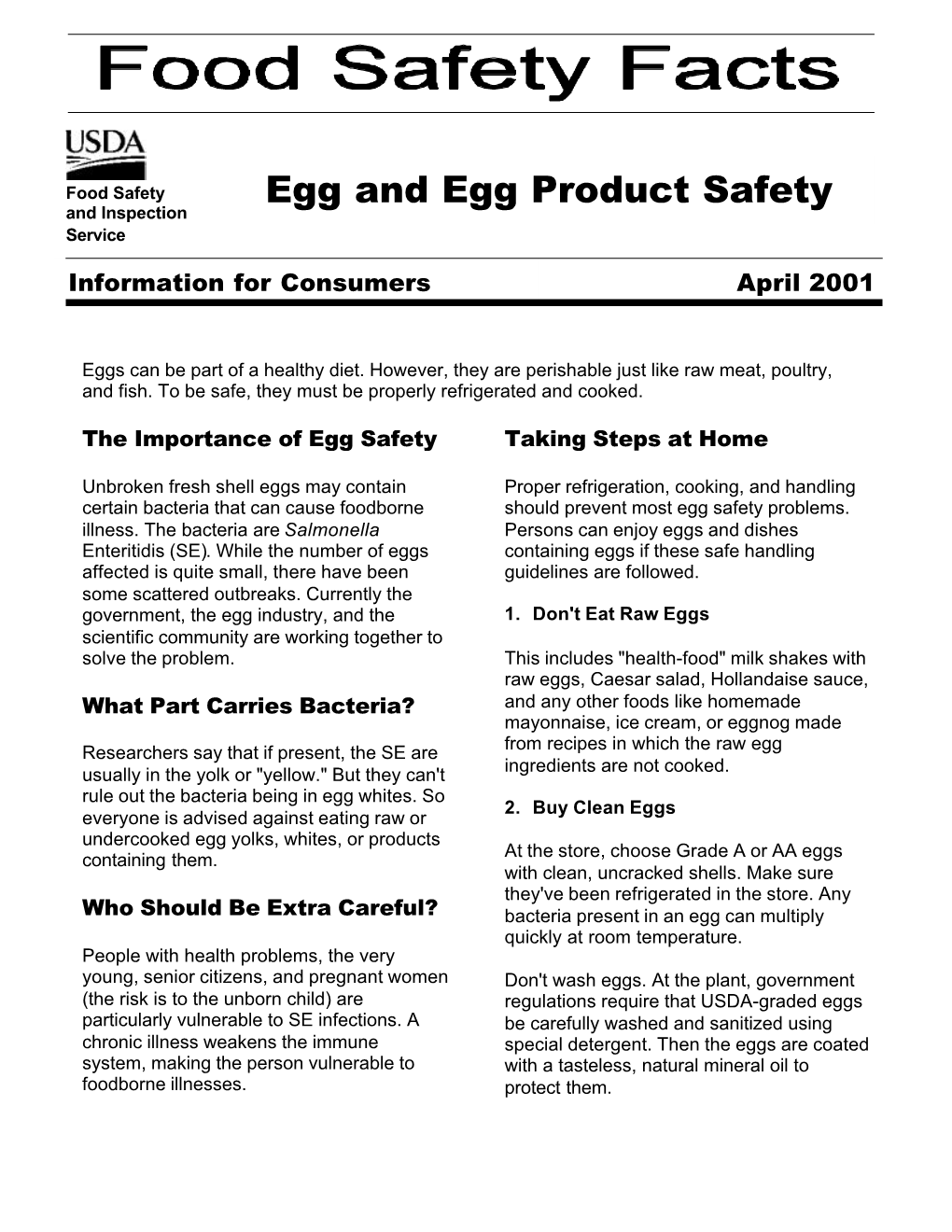 Egg and Egg Product Safety and Inspection Service