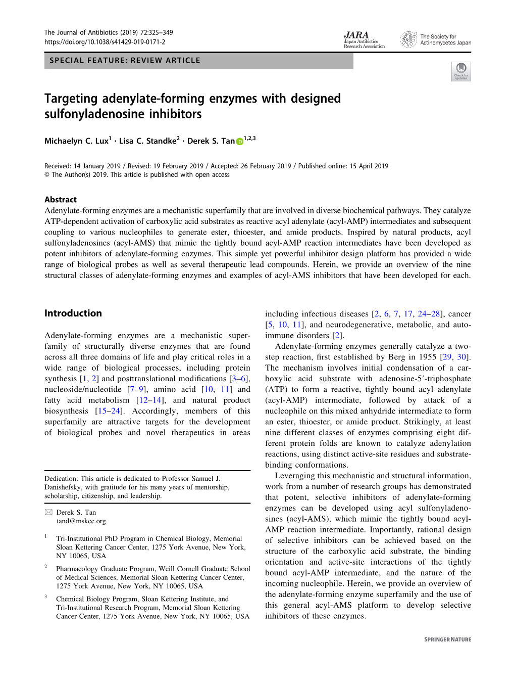 Targeting Adenylate-Forming Enzymes with Designed Sulfonyladenosine Inhibitors